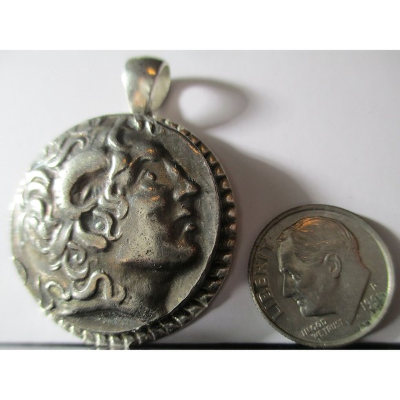 Alexander the Great with ram horns Ancient Greek coin pendant -High Relief coin - Picture 3 of 6